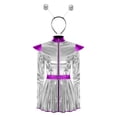 thumbnail image 3 of TiaoBug Women Metallic Alien Outfit Long Sleeve Front Zip Mock Neck Club Mini Dress with Alien Hair Hoop Silver 4XL, 3 of 7