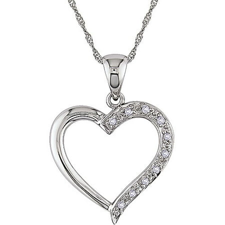 Miabella Diamond Accent 14kt White Gold Heart Pendant, 17