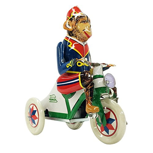 Vintage Style Colletible Home Decor Windup Monkey on Bike Tin Toy