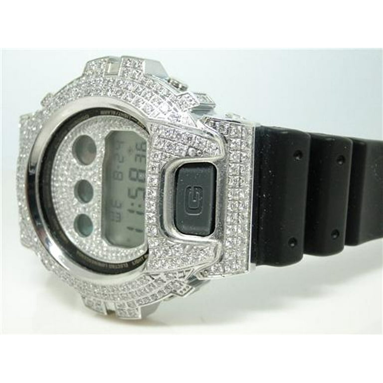 Casio G Shock 6900 White Cubic Zirconia Watch 5.50 Ct