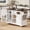 White, variant on 54.9" Kitchen Island with Drop Leaf, Power Outlet, Kitchen Storage Cart with 4 Door Shelves, Cross Barn Doors & Visual Glass Door, Rolling Kitchen Island on 4 Wheels for Kitchen, Dining Room,White