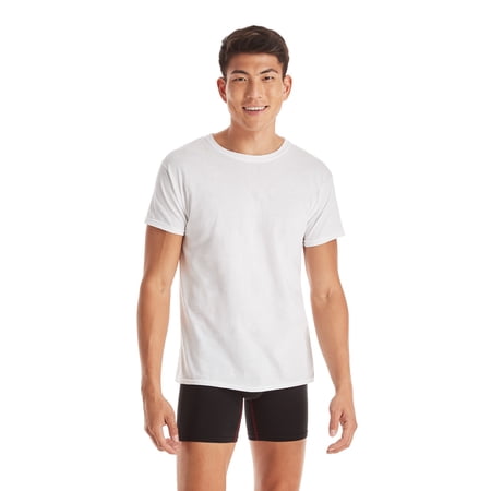 Hanes Men's Value Pack White Crew T-Shirt Undershirts, 6 Pack - Image 2