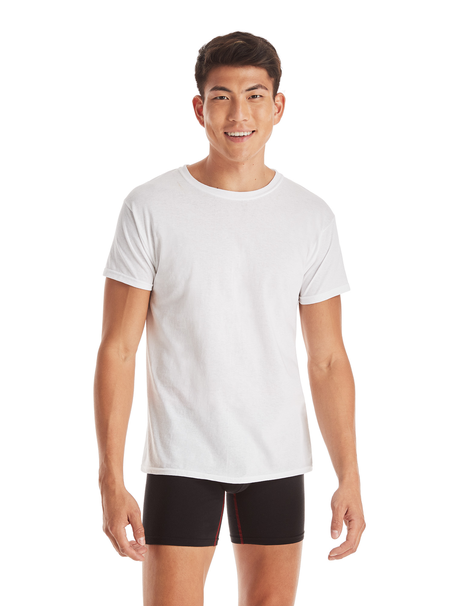 Hanes Men's Value Pack White Crew T-Shirt Undershirts, 6 Pack - image 4 of 10