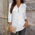 thumbnail image 7 of 3/4 Sleeve Tops for Women Casual Henley Shirts V Neck Buttons Dressy Work Business Blouses 2026 Spring Trendy Clothes White L, 7 of 7