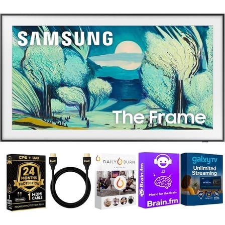 Samsung QN55LS03FKIT 55 inch The Frame LS03F QLED 4K Smart TV Bundle, Quantum HDR, Art Mode, Slim Fit Wall Mount, Alex