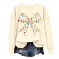 thumbnail image 2 of WEAIXIMIUNG Sweatshirts pour Femmes Fermeture Éclair Mode Décontractée Manches Longues Nœud Imprimé Col Rond Pull Sweatshirt, 2 of 3