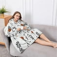 thumbnail image 5 of Oversized Wearable Blanket Hoodie,Halloween Dancing Skeletons and Pumpkins Sherpa Blanket Hoodie with Super Pockets,Super Warm Fuzzy Pullover for Women & Men, 5 of 6
