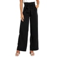 thumbnail image 2 of Pantalones Palazzo de Pierna para Mujer, con Cinturón, Cintura Alta, Informales, Holgados, Largos y con Bolsillos. Negro XL, 2 of 8