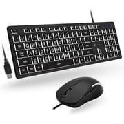 X9 Performance Large Print Keyboard and Mouse Combo - Easy to See Lighted Big Print Letters - USB Wired Backlit Keyboard and Mouse - Light Up Key Keyboard for Elderly, Low Vision, Visually Impaired