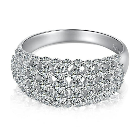 Vintage Hollow Out Wedding Bands for Women 5A CZ Simulated Diamond Band 925 Sterling Silver Thick Eternity Rings Size 5-9