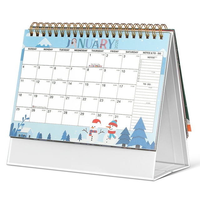 Calendario de escritorio 2026: Calendario pequeño plegable de pie, planificador mensual de escritorio con papel grueso, estilo minimalista para decoración del hogar u oficina, color rosa.