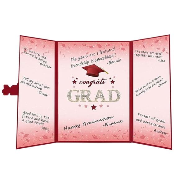 Injueey Libro de signos de graduación de recuerdo, libro de nombres para graduados de primaria, media y secundaria Kits de decoración para fiestas Rojo