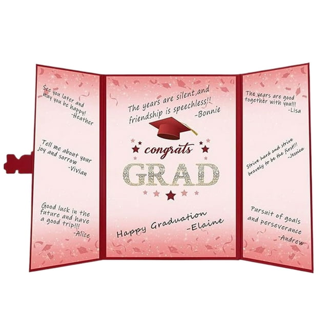 Libro adaptable de la postal Billuyoard Recuerdo de Graduación Decoración para Fiestas Rojo