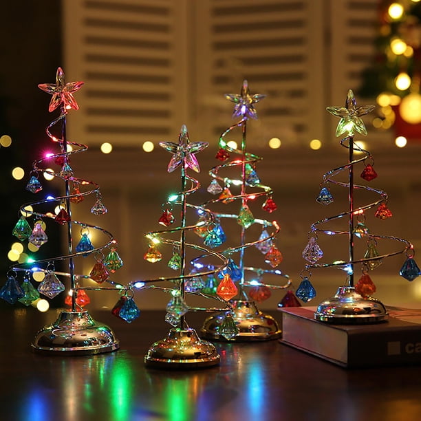Luces Navideñas de Cristal para Árbol de Navidad, Luces Nocturnas de Alambre de Cobre