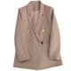 thumbnail image 2 of Blazer de mujer, moda informal, color liso, bolsillo, cuello vuelto, blusa de manga larga, blazer, blusa de dacrón para mujer, 2 of 5