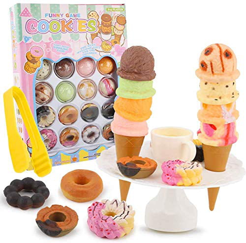 Children's Balance Game Set Colorful Ice Cream Cone Tower With Scooper Plastic F 