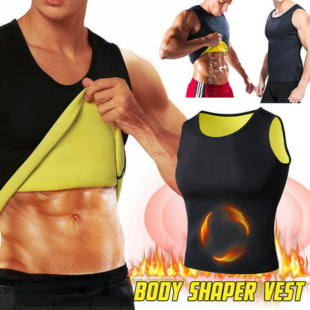 Men's Neoprene Hot Sweat Sauna Vest Body Shaper Slimming Sweat Trainer Gym Cincher Vest Tummy Fat Burner Tank Top Weight Loss Shapewear  (Best Gym Workout For Men)