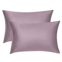 Unique Bargains Pillow Covers Silky Satin Zipper Pillowcases Set of 2 Mauve 21" x 31"