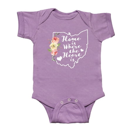 

Inktastic Ohio Home is Where the Heart is with Watercolor Floral Gift Baby Boy or Baby Girl Bodysuit