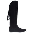 thumbnail image 3 of Womens STEVEN by Steve Madden Laurren Hidden Wedge Tassel Boots, Black Suede, 3 of 6
