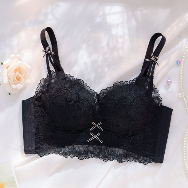 Conjunto de sujetador ajustable sin aros para mujer, con push-up y pecho pequeño, con escote engrosado y antiflacidez