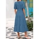 thumbnail image 2 of Vestido midi PRETTYGARDEN para mujer, verano 2025, cuello en V con bolsillos, 2 of 9