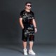 thumbnail image 5 of Conjunto de camiseta y pantalones cortos de playa informales con estampado digital 3D de animales para hombre, 5 of 5