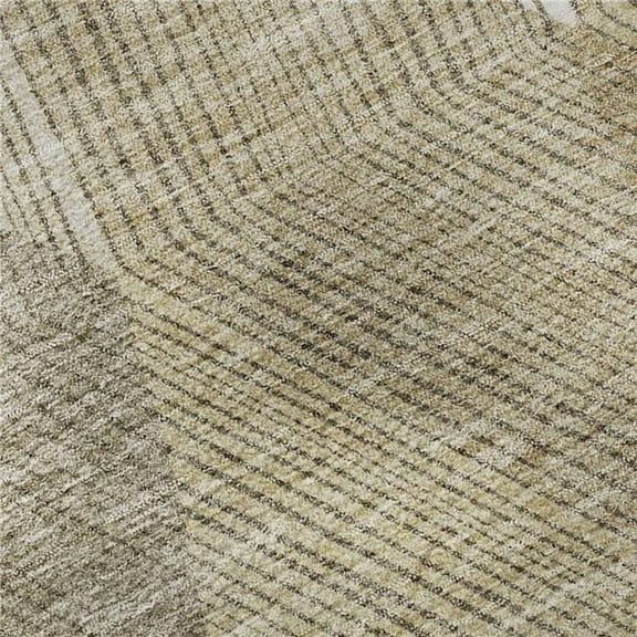 HomeRoots 676234 8 x 10 ft. Wheat Beige & Gray Geometric Washable Machine Made Rectangle Area Rug with UV Protection