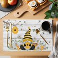 thumbnail image 2 of Yellow Gnomes Placemats Set of 6, Spring Floral Bees Daisy Branches Wooden Placemats for Dining Table, Place Mats for Kitchen Tabletop, Waterproof Wipeable Dining Table Mats Set, 2 of 9