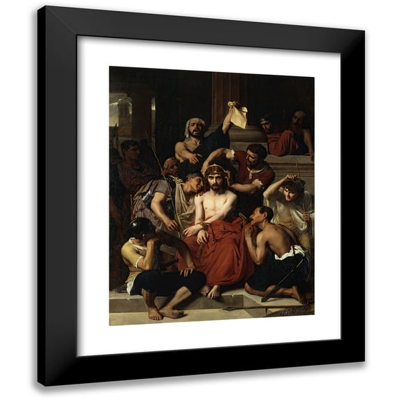 François-Léon Benouville 12x14 Black Modern Framed Museum Art Print Titled - Jesus-In the Hall