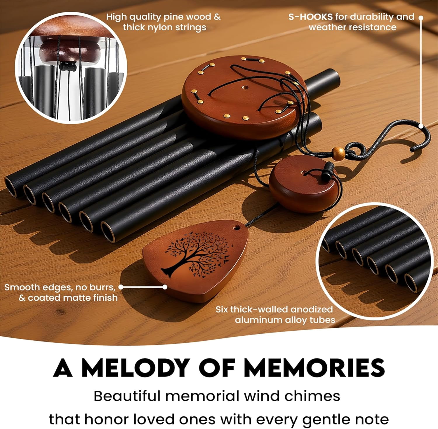 Memorial Wind Chime and Necklace for Human Ashes- Sympathy Gifts for Loss of Loved One-Bereavement & Memorial Gifts Includes a 37 Inch Wind Chime & Necklace