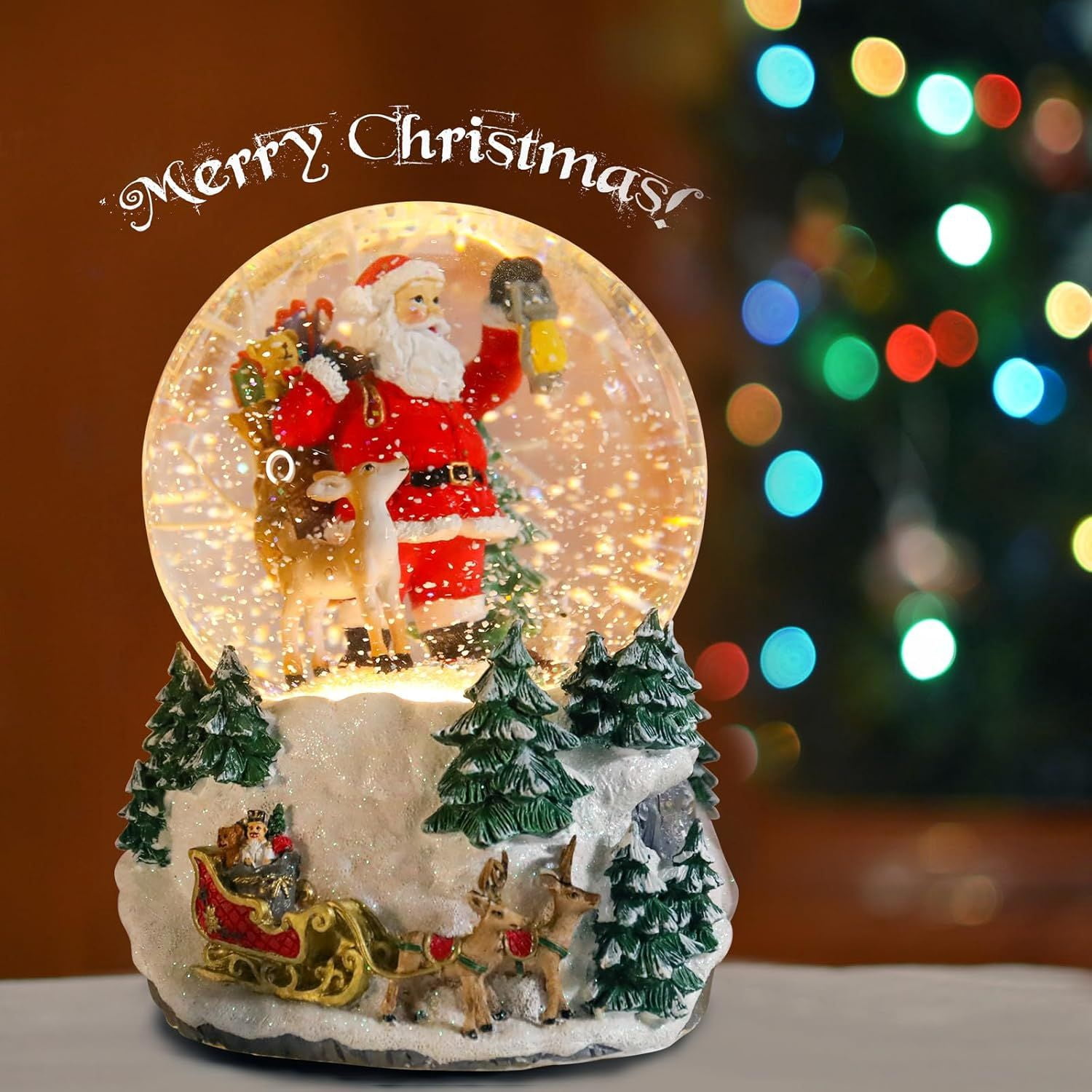 Christmas Snow Globes Gingerbread Man Village House in Cup Christmas Snow Globe with 8 Songs Color Changing Battery Operated Musical Box for Christmas Home Party Décor