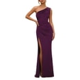thumbnail image 2 of Uscallm Women's Off Shoulder Sleeveless Ruched Formal Maxi Dresses Elegant Slim Fit Summer Travel Beach Party Bodycon Dresses, Wine 2XL, 2 of 7