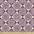 thumbnail image 2 of Ambesonne Abstract Fabric by the Yard Upholstery, Round Motifs in Rhombus, 2 Yards, Pale Yellow Purple, 2 of 5