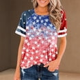 thumbnail image 2 of WZXFASHION Hauts pour Femmes Mode Manches 3/4 Col Rond Chemises Décontractées Tendance Blouses Imprimées T-Shirts à devant Plissé Articles en Liquidation T-shirt à Manches Courtes pour Femme, 2 of 5