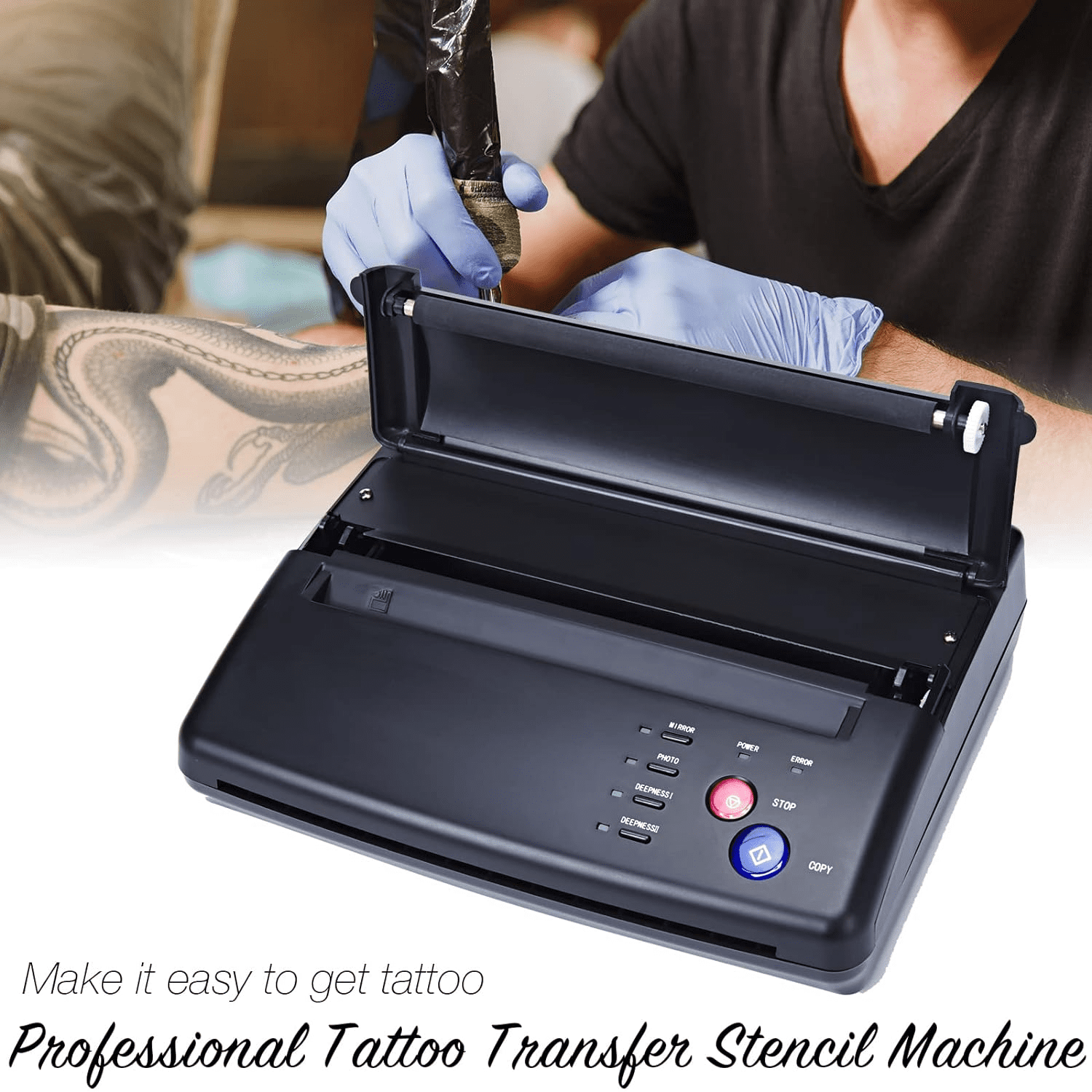 ARDIKAMA Black Tattoo Transfer Copier Printer Machine Thermal Stencil Paper Maker with 20 Free Transfer Paper