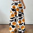 thumbnail image 4 of Fabrcox Halloween Women Pj Pants Funny Ghost Pumpkin Witch Sleep Pants for Women Comfy Spooky Fall Winter Wide Leg Woman Lounge Pants, 4 of 4