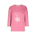 thumbnail image 4 of Jewelreauty Women Tunic Tops Elbow Length Round Neck Floral T-Shirts Summer Casual Basic Tee, 4 of 5