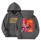 thumbnail image 1 of Moonsky Sudadera con capucha y cordón HUNTRX, estampado de grupo de chicas coreanas, jersey corto, suave y cómodo, top de manga larga para primavera y otoño. Gris oscuro 140, 1 of 5