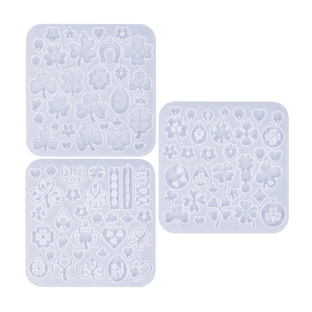 Naiovety Lote de 3 moldes de silicona con temática de la suerte, incluye kit para hacer aretes, resina, joyas, etc. y pinzas para el cabello. Cocina y Comedor