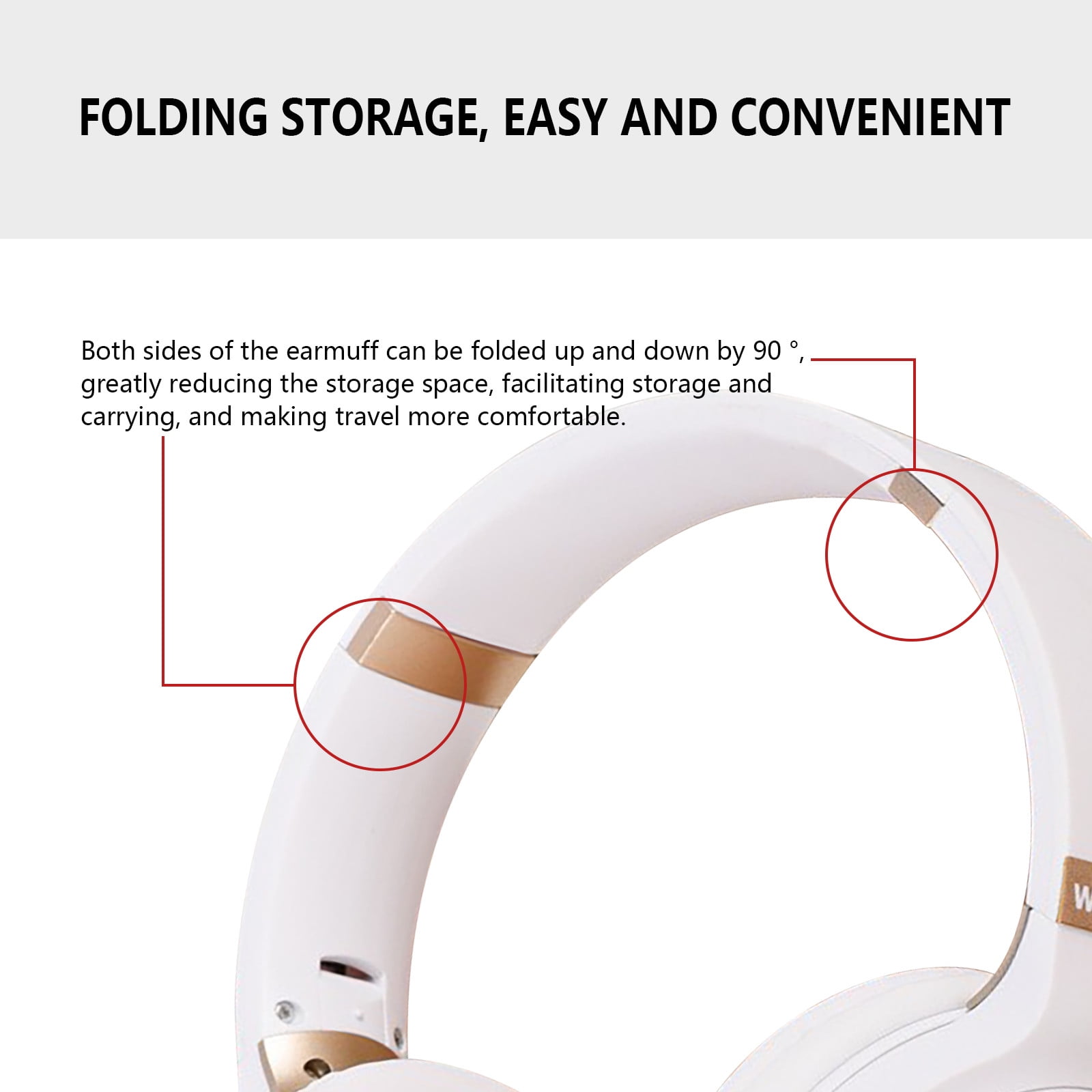 Bluetooth Headphones, 120H Playtime Headphones Wireless Bluetooth with 3 EQ Modes, Low Latency, Hands-Free Calls, Over Ear Headphones for Travel Home Office Cellphone PC - White