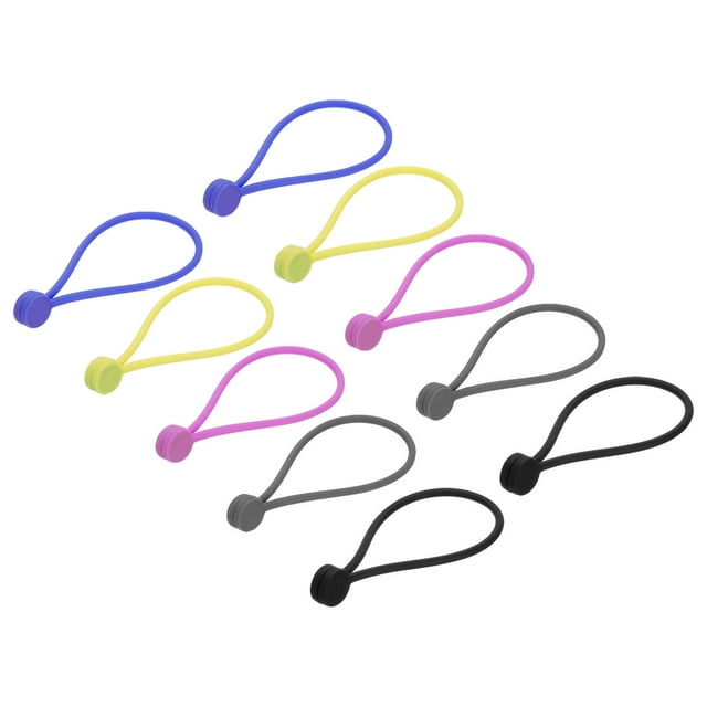 Unique Bargains Magnetic Cable Clips 7.5 Inch x 0.5 Inch Deep 5 Colors for Home, Kitchen, Office, 10 Pcs