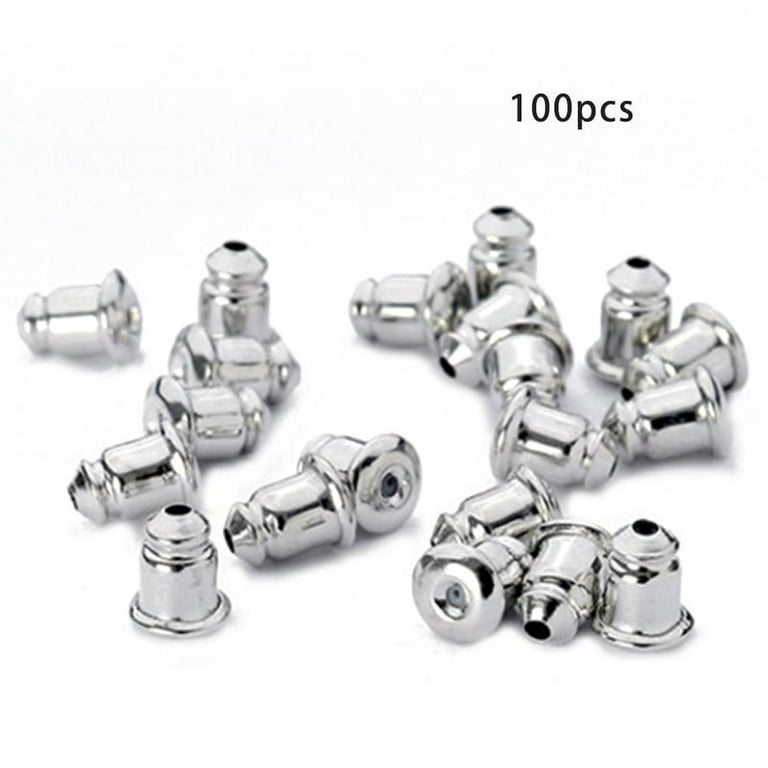 100pcs Stainless Steel Earring Backs, Tiny Ear Nuts, Metal Replacement