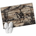 thumbnail image 6 of Brown Western Farmhouse Bathroom Rug Washable 2x3 Entryway Rug Non Slip Vintage Cowboys Cactus Front Door Mat Low Pile Indoor Doormat Throw Floor Carpet for Kitchen Bedroom Entrance, 6 of 8