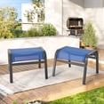 thumbnail image 3 of Dovov 2 Piece Outdoor Patio Ottoman, Portable Outdoor Foot Rest Stackable Ottoman Seat Footrest Metal Textilene Patio Footstools for Recliners, Blue, 3 of 10