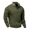 thumbnail image 5 of Men's Solid-color Casual Fleece Hoodie, Loose Stand-up Collar Semi-zipper Casual Sport Pullover Hoodie for Men,Army Green,L, 5 of 8