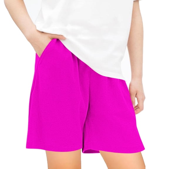 WREESH Summer Kids Shorts Boys and Girls Tie-Dyed Casual Sports Pants with Pockets Hot Pink