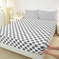 thumbnail image 3 of Castle Fairy Teenagers Geometric Lattice 4 Pieces Queen Sheet Sets,Minimalist Plaid Ultra Soft Flat Sheet,Grey White Queen Fitted Sheet,Super Cozy Room Decor, 3 of 7