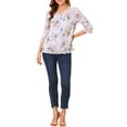 thumbnail image 2 of CAMISAS DE MUJER INSPIRE CHIC CON MANGAS 3/4 Y HEM RIZADO DE FLORES EN CHIFFON COLOR PÚRPURA, 2 of 7