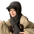 thumbnail image 2 of Callipe Women Winter Integrated Hat And Scarf Thick Warm Padded Windproof High Elasticity Full Outdoor Travel Cold Weather Cap, 2 of 8
